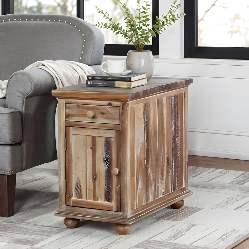 Vail Counter Chairside Table Multi Brown