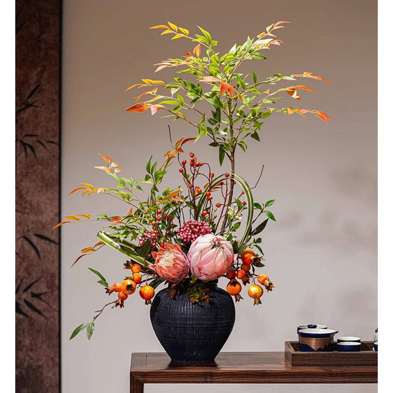 Oriental Style Composite Material Artificial Flower Arrangement Luxury Home Decor
