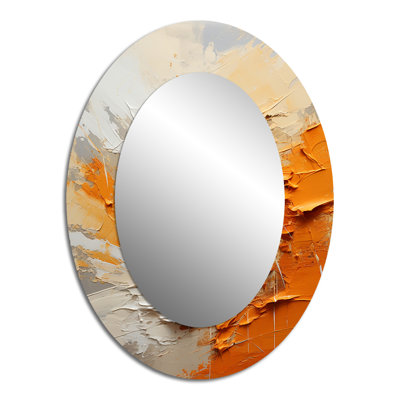 Échos orange et beige de formes modernes I - décor de miroir mural ovale orange