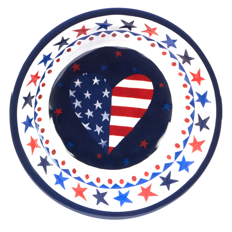 Stars and Stripes 7.5" Red and Blue Melamine All-Purpose Bowls, Set of 6
