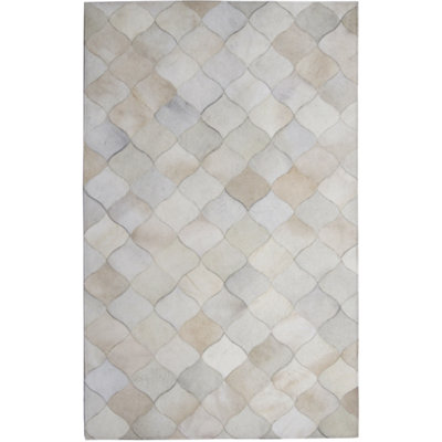 Area Cowhide Geometric Area Rug in Cream