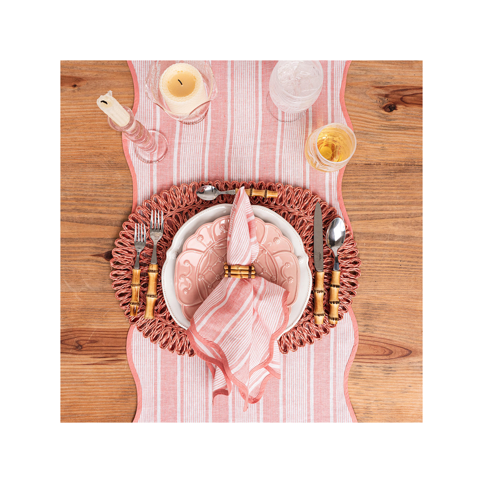 Cabana Stripe 18" x 90" Table Runner, Coral