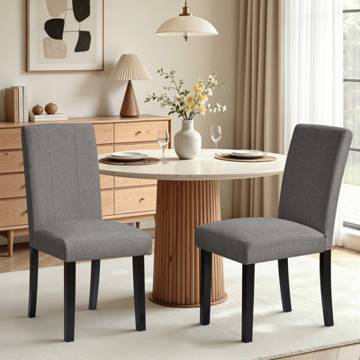 Selema Linen Upholstered Dining Parsons Chairs