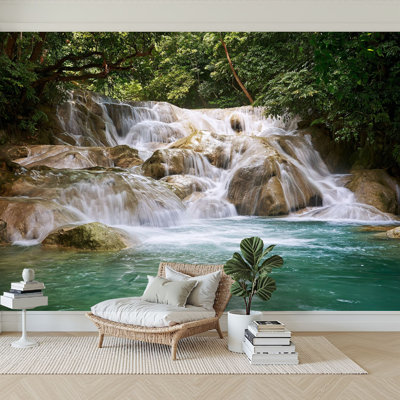 Peel and Stick Wallpaper 96" W x 69" H Modern Self Adhesive Wall Mural for Bedroom Dunns River Falls