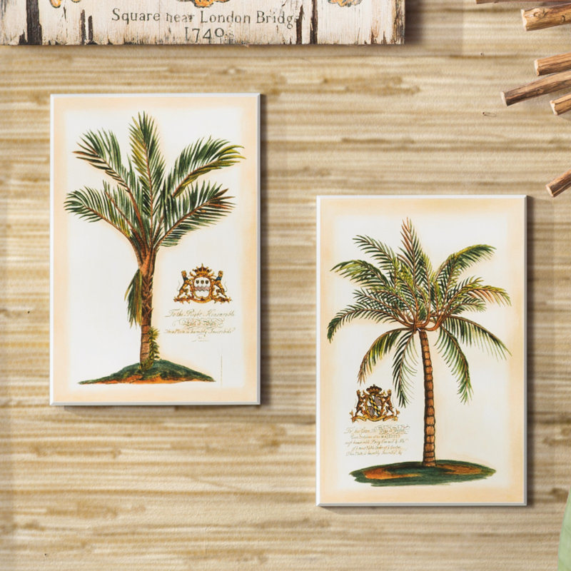 « british colonial palms », ensemble de 2 plaques murales