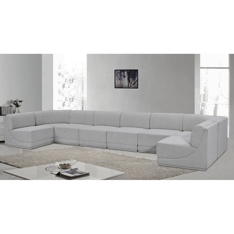 Canapé modulaire rembourré 8 pièces Ollie, Tissu gris bouclé