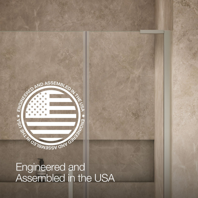 Composed 4646-3/4-In W X 71-1/2-In H Frameless Pivot Shower Door With 3/8-In Crystal Clear Glass And Back-To-Back Vertical Door Pulls