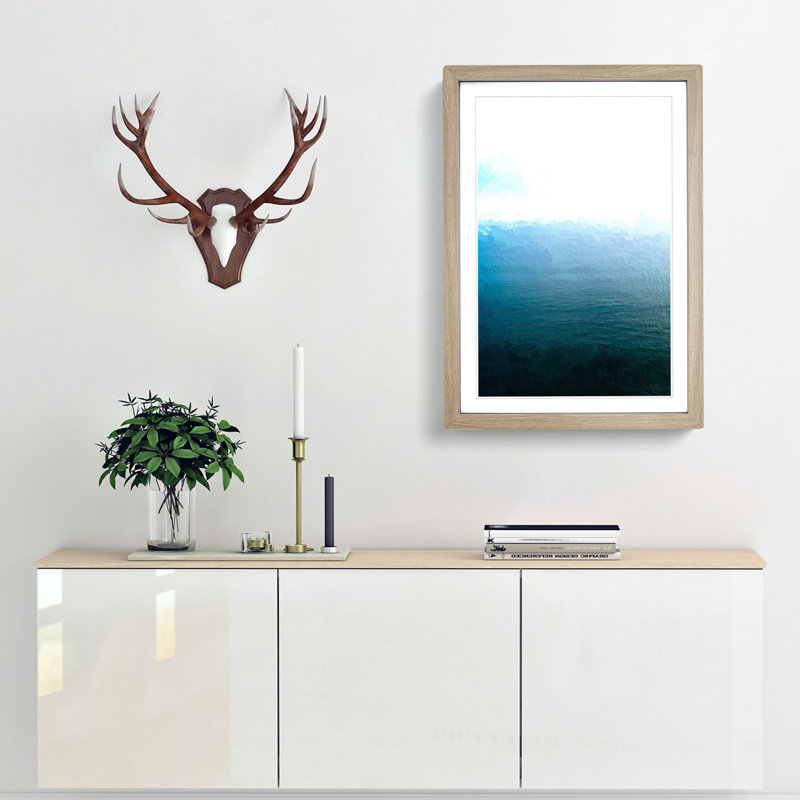 A Calm Sea In Abstract - Single Picture Frame Painting, 33cm H x 24cm W x 2cm D, Oak Framed