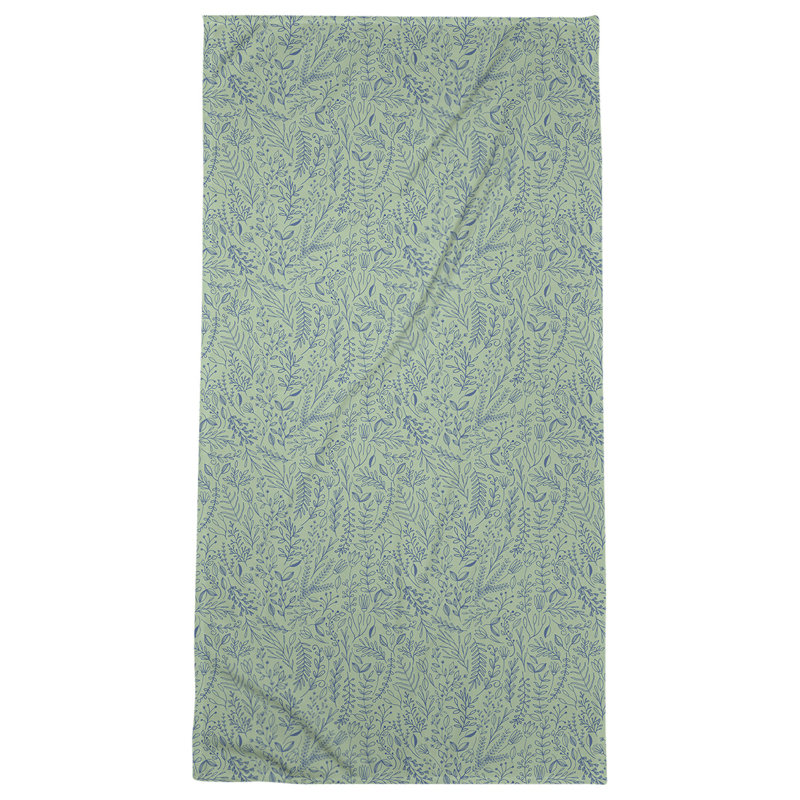 Serviette de bain florale ditsy classique, Vert/bleu