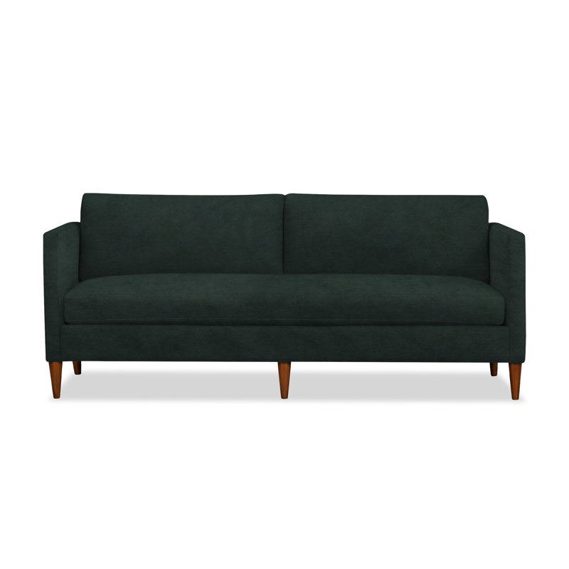 Clifford 87" Upholstered Custom Bench-Seat Sofa, Bella Hunter Performance Velvet