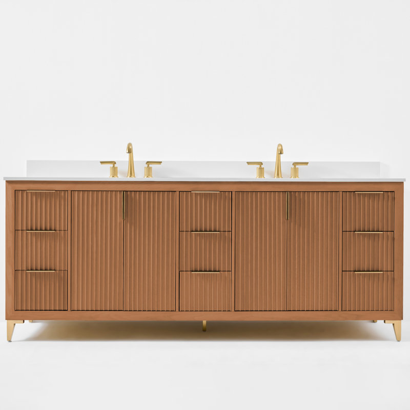Turlington Freestanding Standard Bathroom Vanity with Top, Sienna, 84"