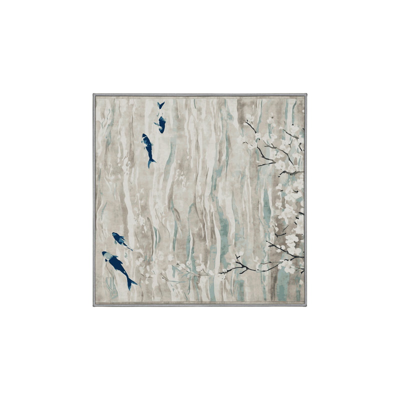 Machine Washable Gray Area Rug, Square 7'