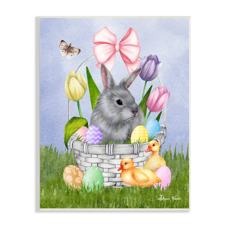 Panier de lapin pastel œuf de Pâques Ba Chicks Sheri H, H 30 po x l 40 po, Plaque murale
