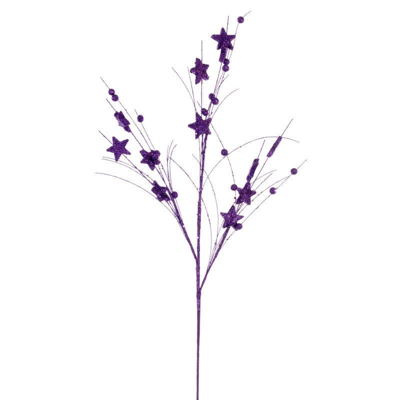 33" Star and Ball Glitter Spray, 6 per bag., Purple