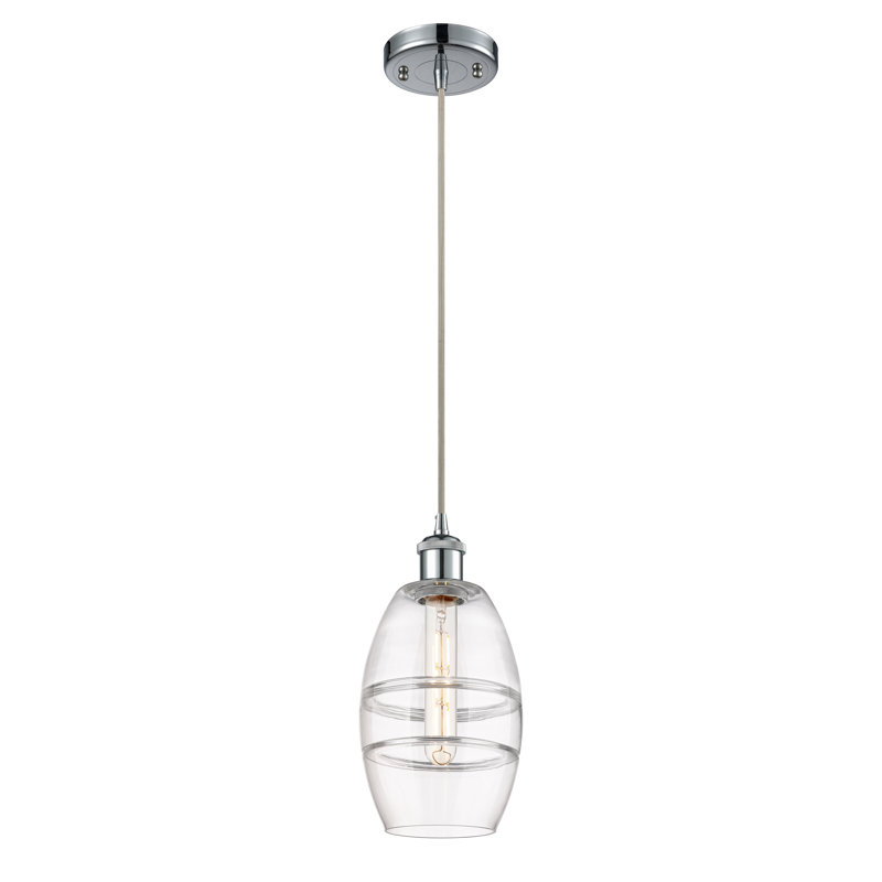 Luminaire suspendu 1 lumière Absalat, H 8,13 po x l 5,88 po x P 5,88 po, Transparent, Chrome poli