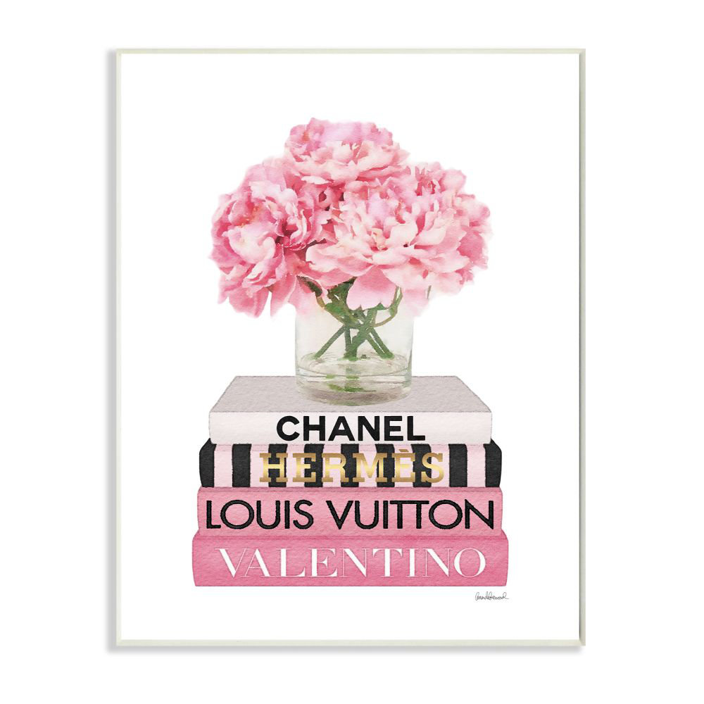 " Roses On Top Of Pink Fashion Icon Books " by Amanda Greenwood Stupell Industries 