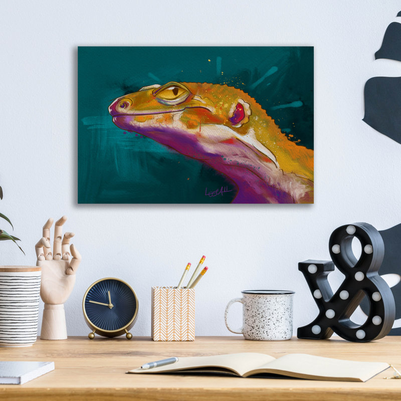 «Bruce The Leopard Gecko» par Dawg Painter, H 12 po x l 16 po x P 0,13 po