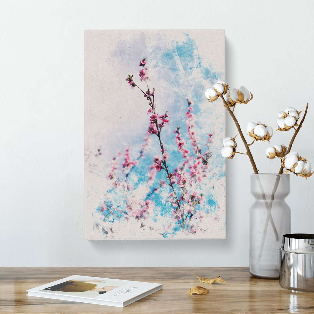 Delicate Cherry Blossom Tree Watercolour - Wrapped Canvas