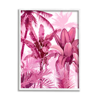 «Ba-020», impression de feuilles de palmier tropicales roses sur toile par Kristen Drew