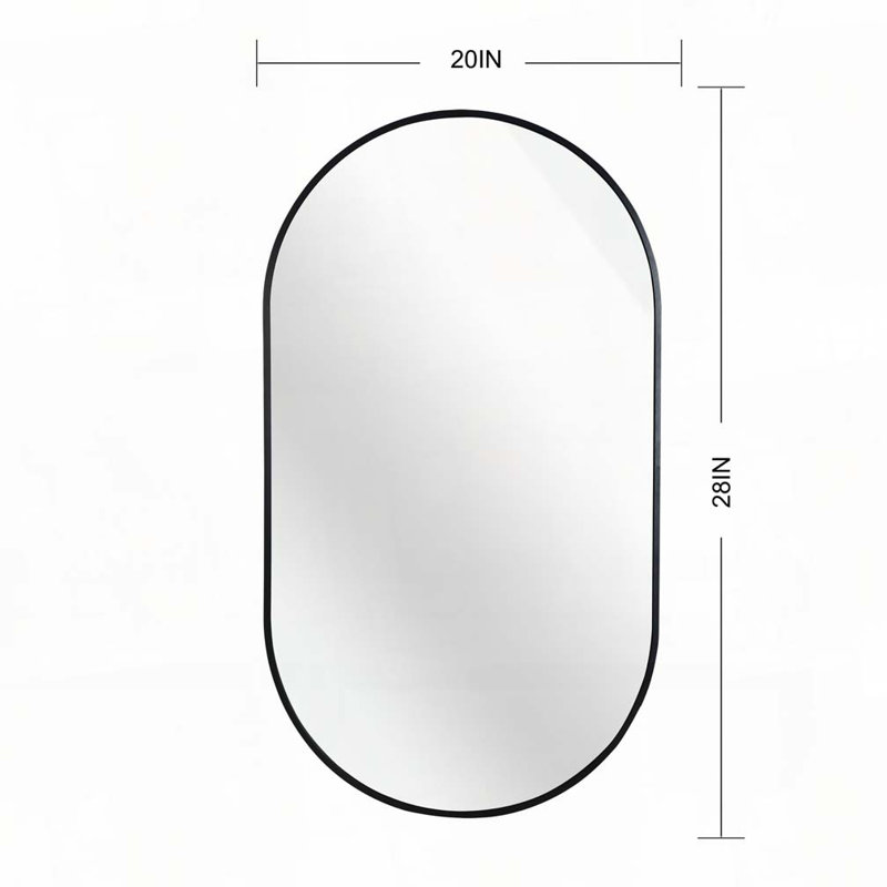 Miroir ovale en métal, Noir, 28 po x 20 po