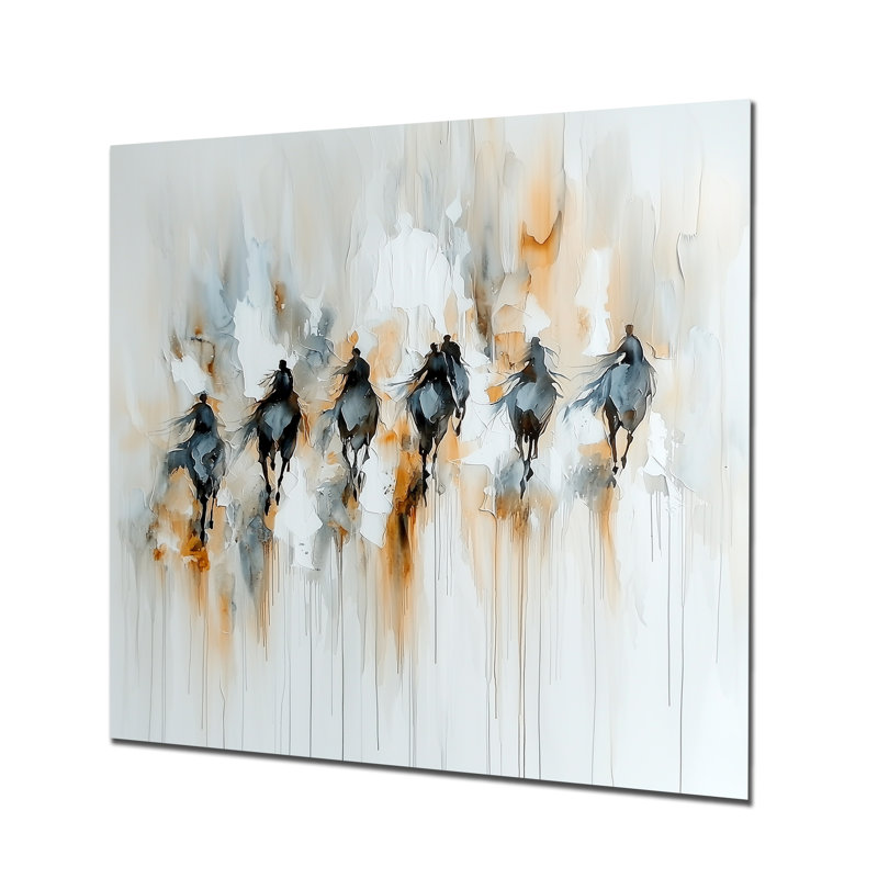 Abstract Horse Migration Horizon - Animals Metal Wall Art, Horse Wall Decor Metal Print, 16" H x 16" W x 0.84" D