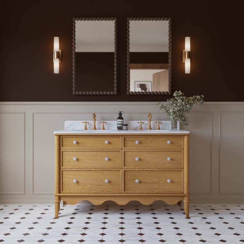 Cheyannia 54"W x 22"D Double Sink Bathroom Vanity with Cultured Marble Top