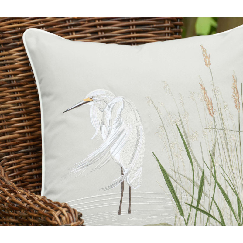 White Egret Pillow-Grey Left