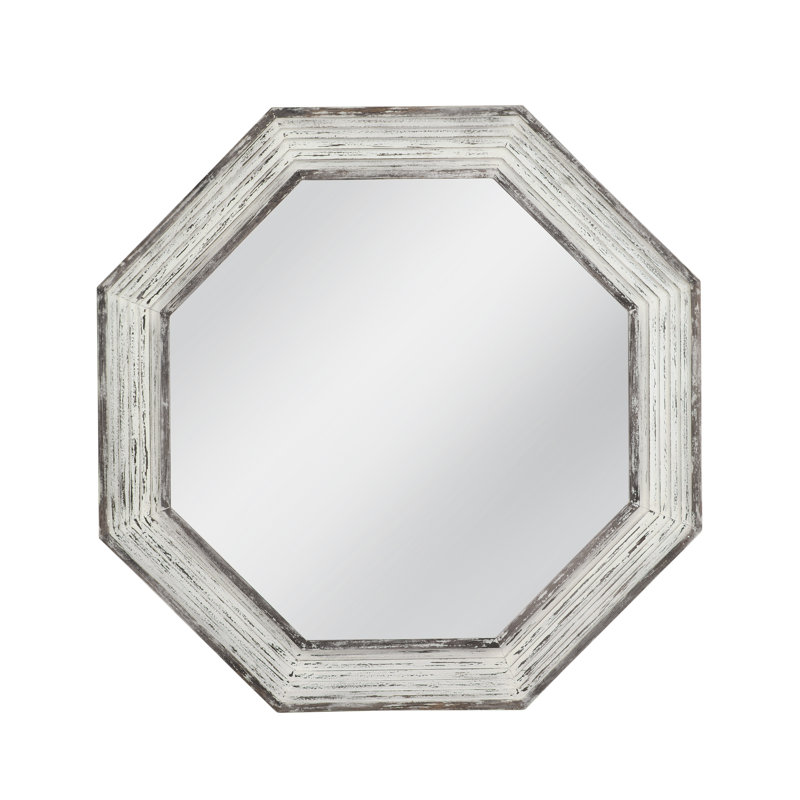 Marden Octagonal White-Washed Wood Wall Mirror – Coastal Beach Decor