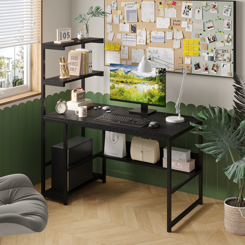 43.6 inch Modern Large Office Desk Computer Table Studying Writing Desk Workstation,Black, Black