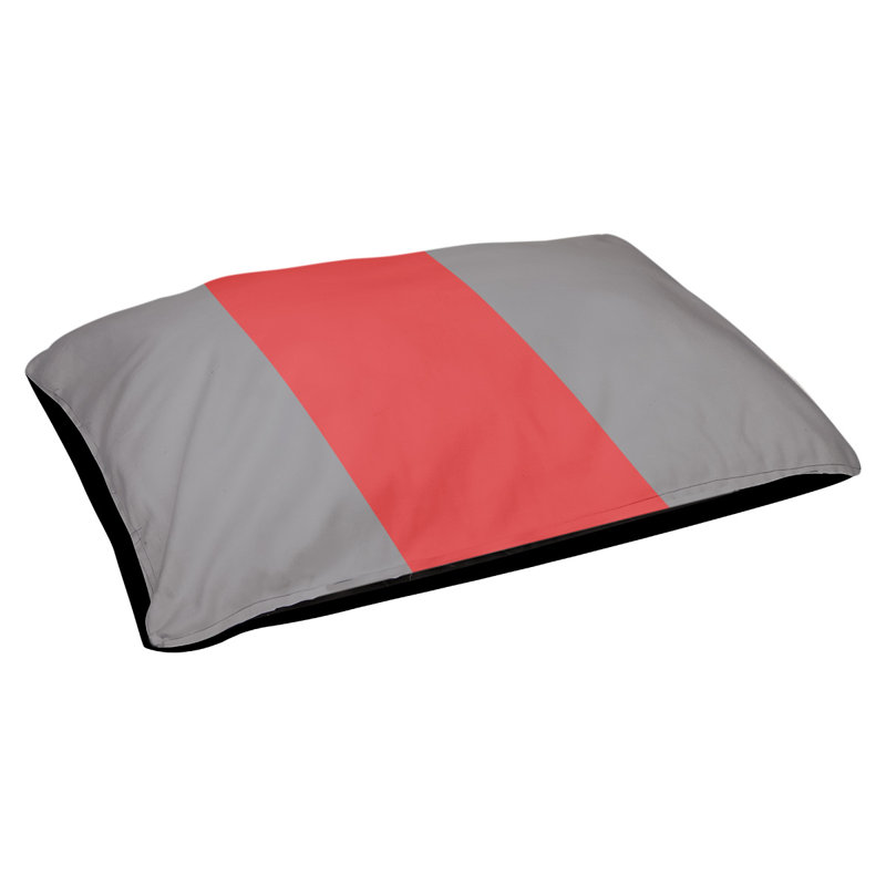 Coussin pour chien hockey Minnesota, Grand (l 50 po x P 40 po x H 17 po), Gris mat / rouge / gris mat