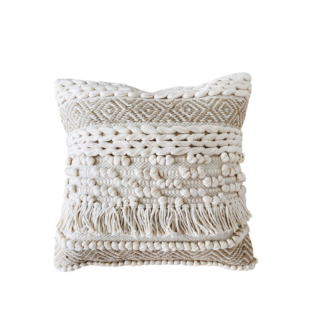 Boho Pillows Neutral Boho Cotton Pillow Cover theHOMEmind
