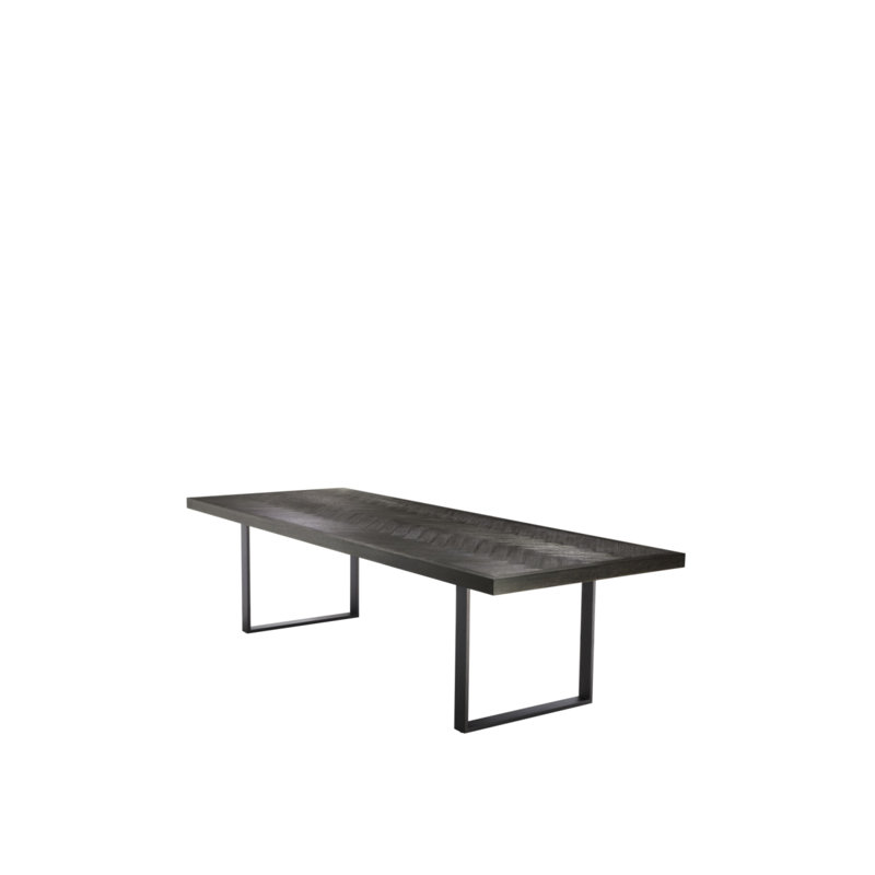 Borghese Solid Oak Dining Table, 45.2756" W x 118.1102" L, Charcoal Oak/Bronze