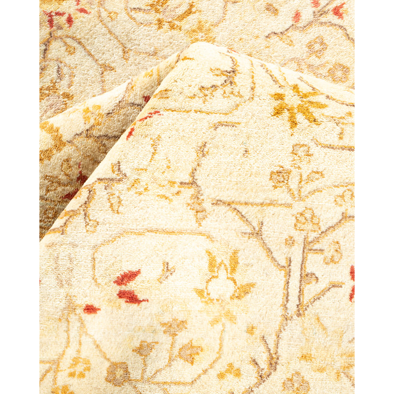 Tapis beige noué à la main de conception unique 8 pi 3 po x 10 pi 5 po Keller