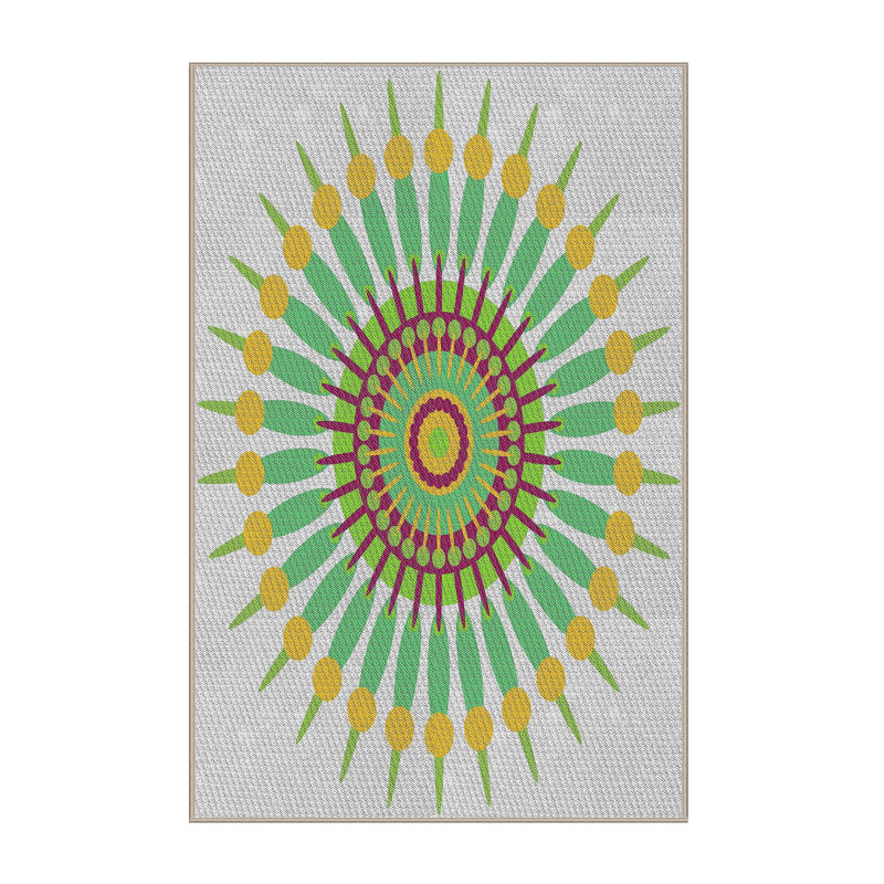 Laine tissée à la main et polyester jaune/vert/gris Tapis décoratif, Rectangle 5 pi x 7 pi