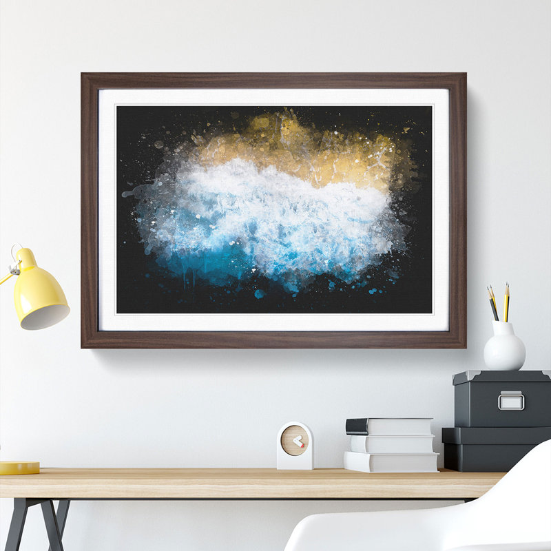 Palm Tree Beach in Florida - Picture Frame Graphic Art Print, 24cm H x 33cm W x 2cm D, Walnut Framed
