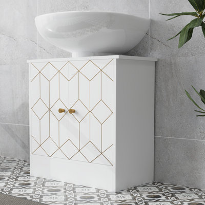 HOMCOM Under Sink Bathroom Cabinet, Adjustable Shelf, 60 x 30 x 60cm, White
