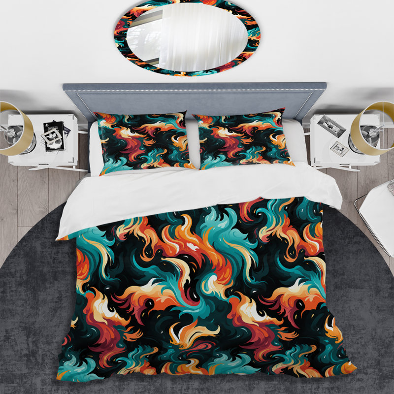 Ensemble de housse de couette Tribal Essence Paisley Feather IV - Abstract, Housse de couette pour grand lit et 2 taies décor