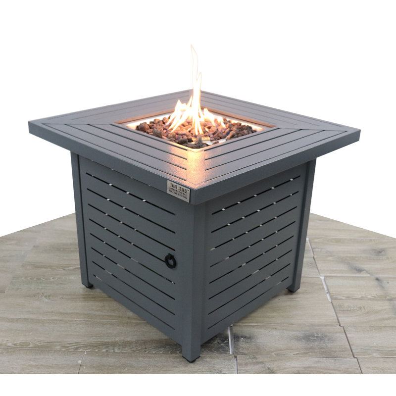 Table de foyer d'extérieur en acier avec couvercle Aretzi H 25 po x l 30 po, Gris