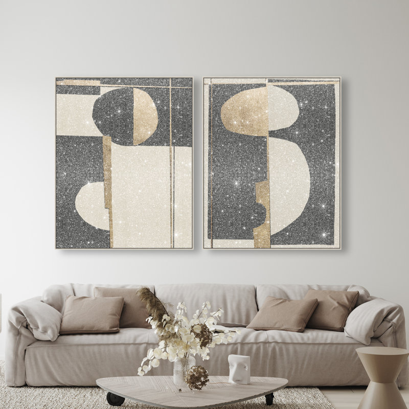 Balance Set Canvas Abstract Print by Oliver Gal, Black Frame, 16 x 20, 37"H x 46"W, Silver Floater Frame