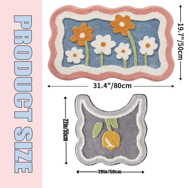 Ensemble de tapis de salle de bain 2 pièces, tapis de bain en microfibre rose et tapis de toilette en forme de U, tapis lavable antidérapant 32 x 20 et 22 x 20