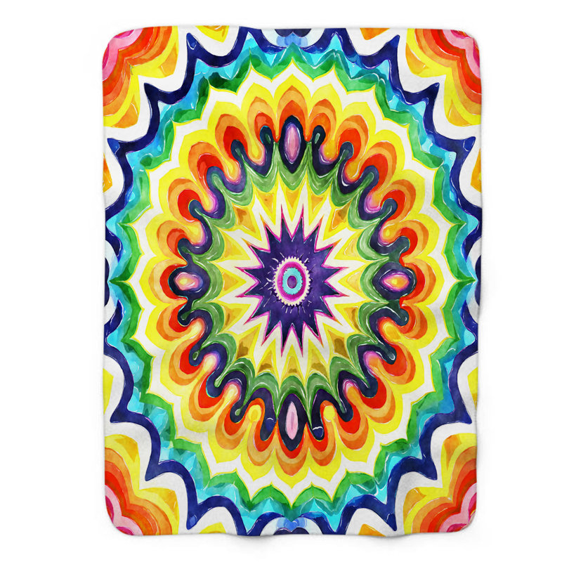 Jeté éclectique kaléidoscope 1 pièce Premium Shala, L 50 po x L 60 po