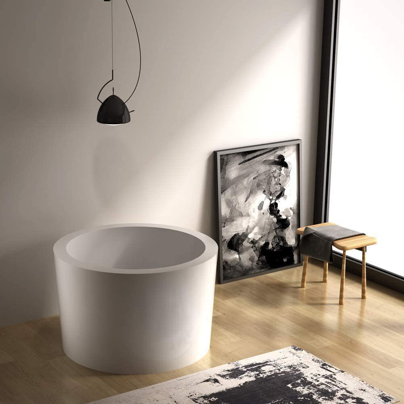 Baignoire de trempage autoportante en acrylique 41 po, Blanc brillant