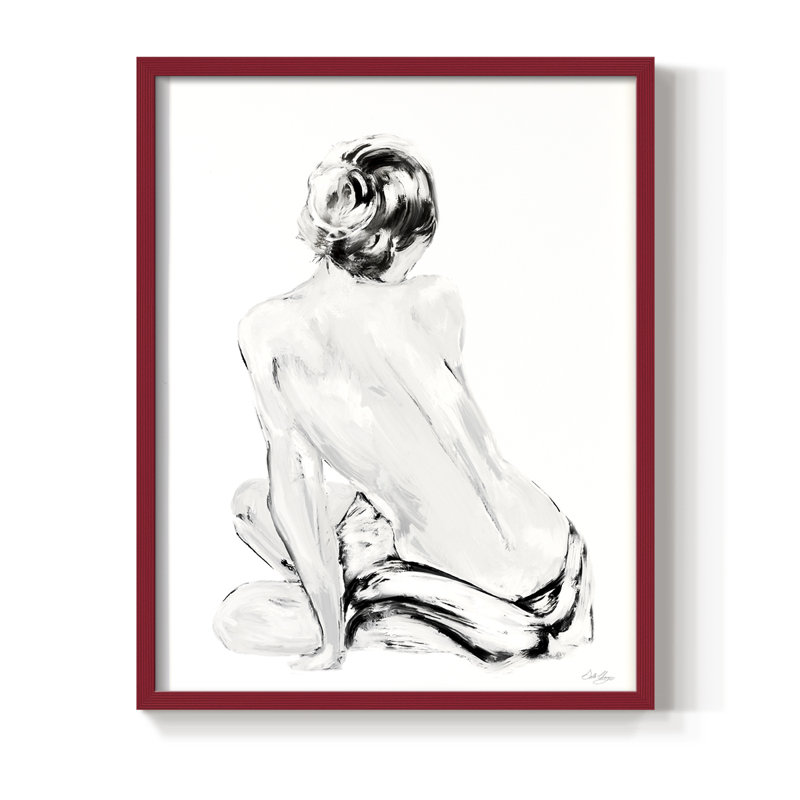 Impression impressionniste «Soft Nude II», bois massif, H 11 po x l 9 po, Rouge