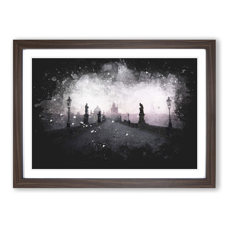 Charles Bridge in Prague - Framed Print, Walnut Framed, 62cm H x 87cm W x 2cm D