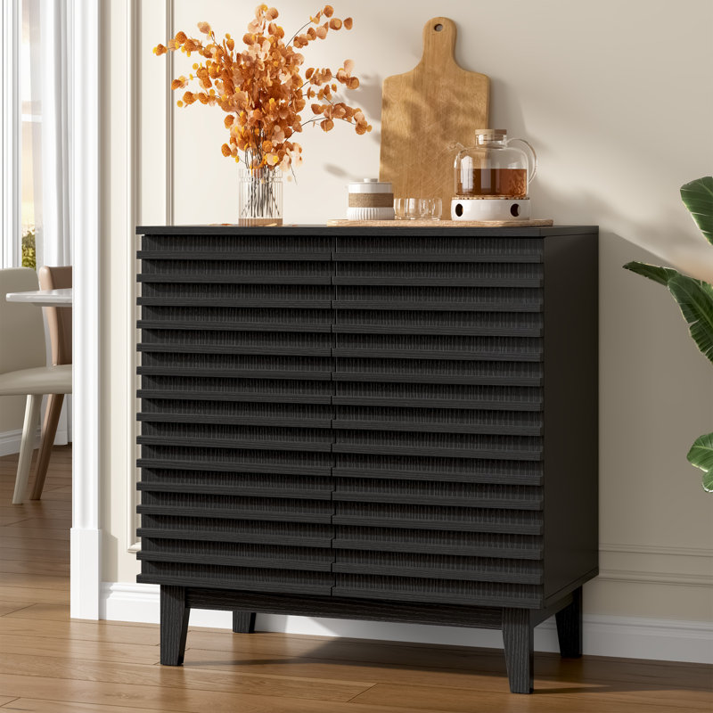 Wooden Wtrips 29.9"w Accent Cabinet, Black