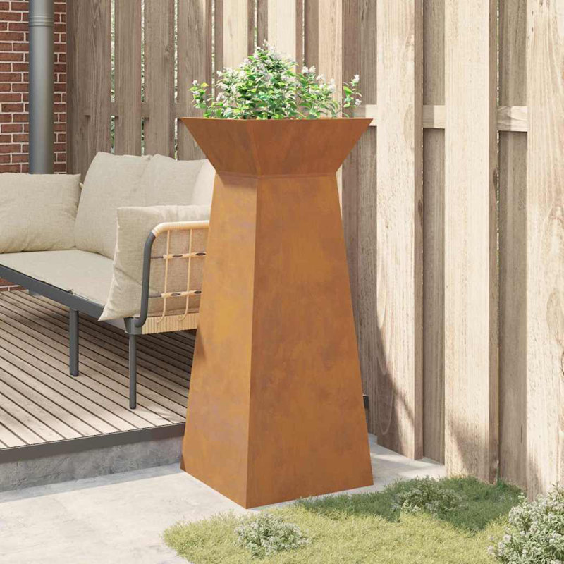 Pillar Planter Steel, 100cmH x 40cmW x 40cmD, Silver