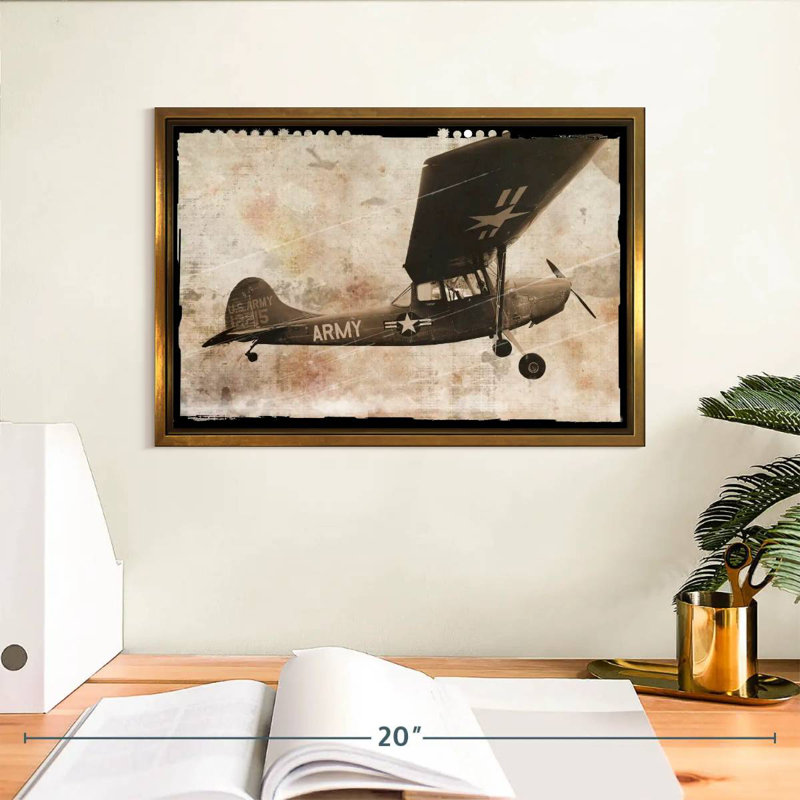 Avion de l’armée, Cadre flottant doré, 13 po x 9 po