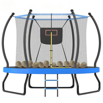 10FT Kids Trampoline with Basketball Hoop & Enhanced Child Protection