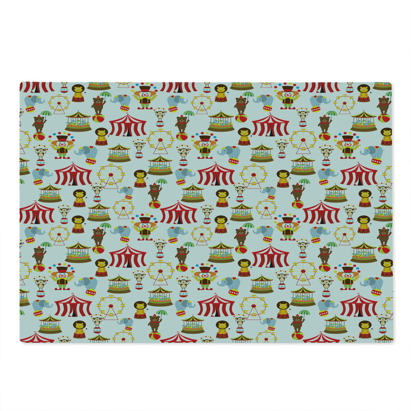 Ambesonne Colorful Cutting Board Large Size Circus Bear Multicolor