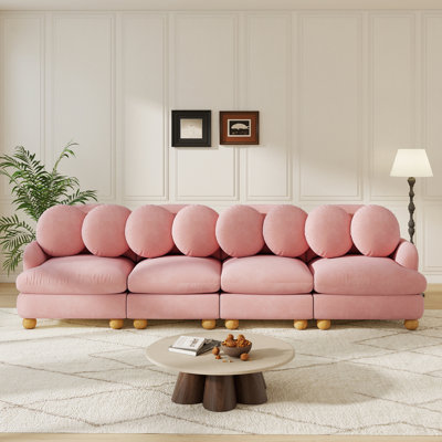 Modular Chenille Sectional Sofa With Ottoman, 5 Seater Deep Seat Couch With Throw Pillows Solid Wood Frame For Living Room Apartment